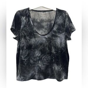 American Eagle Womens XL Velvet Tie Dye Scoop Neck T-Shirt Crushed Velour Top